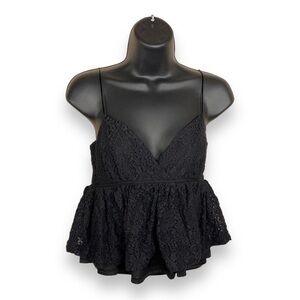 SMALL SUN + MOON BLACK LACE TOP CROPPED SLEEVELESS GOTH